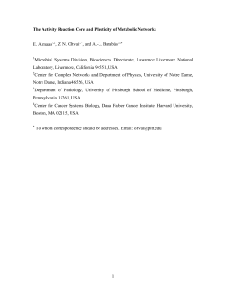 1 The Activity Reaction Core and Plasticity of Metabolic Networks E