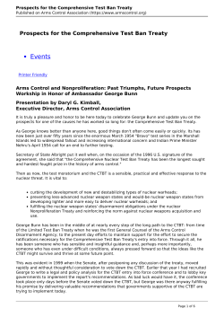 Prospects for the Comprehensive Test Ban Treaty