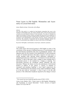 Noun Layers in Old English - Open Journal Systems at University of