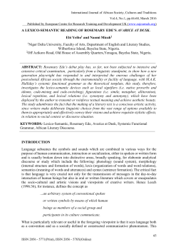 A LEXICO-SEMANTIC READING OF ROSEMARY EDE`S AVARICE