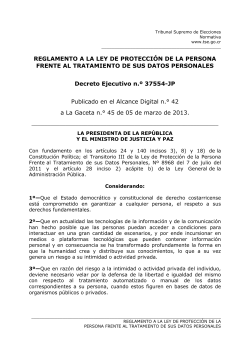 Decreto Ejecutivo No.37554-JP, del 30 de octubre de 2012