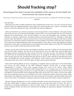 Should fracking stop? - Department of Ecology and Evolutionary