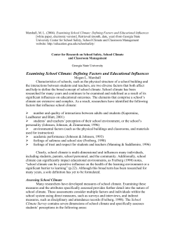 Examining School Climate: Defining Factors and Educational