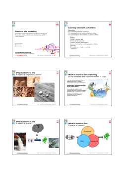 Chemical fate modelling Learning objective and outline
