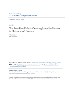 The Ever-Fixed Mark: Ordering Same Sex Passion in Shakespeare&acirc;