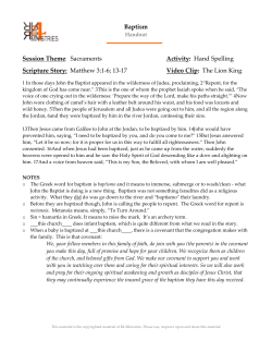 Baptism Session Theme: Sacraments Activity: Hand Spelling