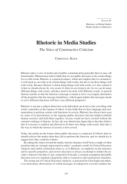 Rhetoric in Media Studies