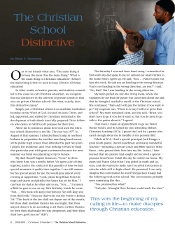 The Christian School Distinctive - Association of Christian Schools