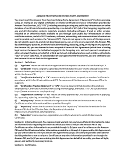 AMAZON TRUST SERVICES RELYING PARTY AGREEMENT You