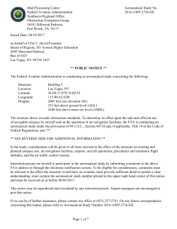 Review the FAA Obstruction/Evaluation for Proposed UNLV Stadium.