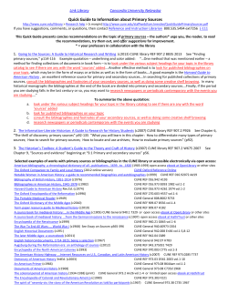 Quick Guide to Information about Primary Sources