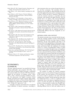 2008 Economics Classical in International Encyclopedia of the