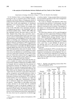 A Re-analysis of Hybridization between Mallards and Grey Ducks in