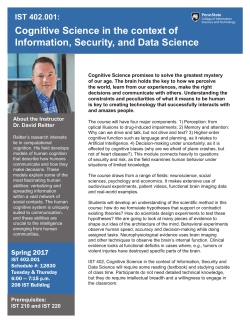 IST 402: Cognitive Science in the context of Information, Security