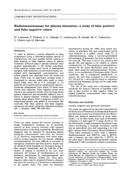 Radioimmunoassay for plasma histamine: a study of false positive