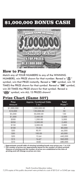 $1,000,000 BONUS CASH - NC Education Lottery