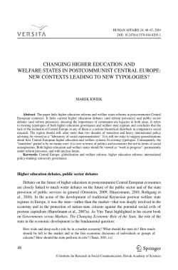 changing higher education and welfare states in postcommunist