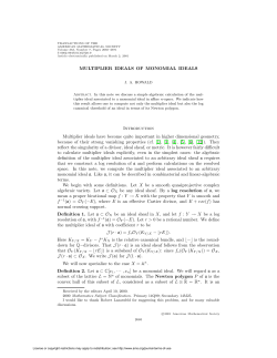 MULTIPLIER IDEALS OF MONOMIAL IDEALS Introduction Multiplier