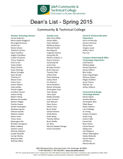 Dean`s List - Spring 2015 - University of Alaska Anchorage