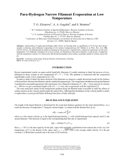 Para-Hydrogen Narrow Filament Evaporation at Low Temperature