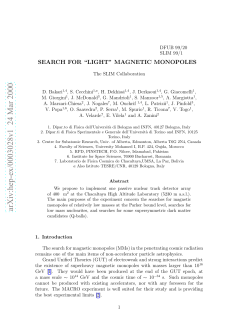 Search for" light" magnetic monopoles