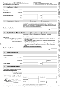 Mortuary or undertaker registration / licence application