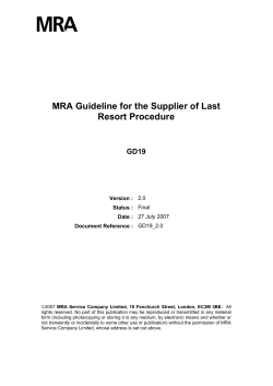 MRA Guideline for the Supplier of Last Resort Procedure