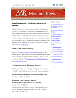 AAR: Member News, November 2016
