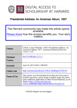 Presidential Address: An American Album, 1857 The Harvard