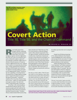 Covert Action: Title 10, Title 50, and the Chain of Command By