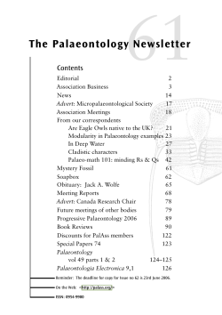 Newsletter Number 61 - The Palaeontological Association