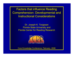 Factors that influence Reading Comprehension: Developmental and