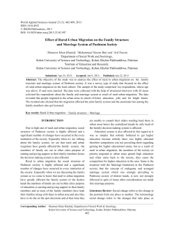 Effect of Rural-Urban Migration on the Family Structure and