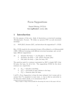 Focus Suppositions - Semantics Archive