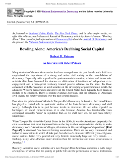 Bowling Alone: America`s Declining Social Capital