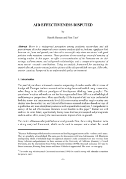Aid Effectiveness Disputed