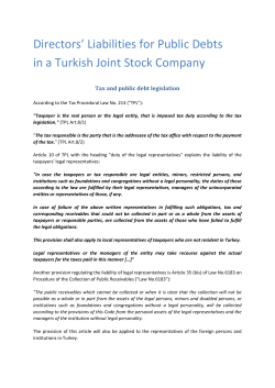 Directors` Liabilities for Public Debts in a Turkish Joint Stock Company