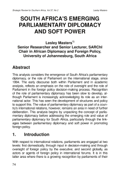 south africa`s emerging parliamentary diplomacy and soft power