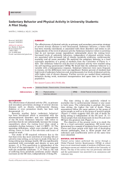 Sedentary Behavior and Physical Activity in