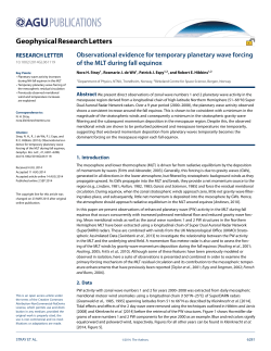 Observational evidence for temporary planetary wave forcing of the
