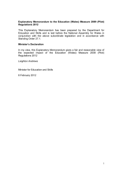 The Education (Wales) Measure 2009 (Pilot)