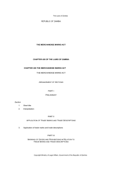 Merchandise Marks Act - National Assembly of Zambia