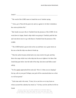 Jonah 1: The word of the LORD came to Jonah the