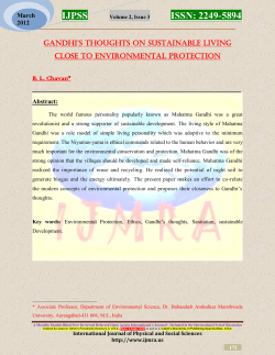 Gandhi`s thouGhts ON SUSTAINABLE LIVING CLOSE TO