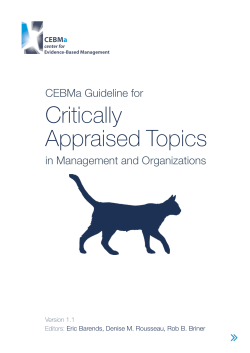CEBMa`s Guideline for Critically Appraised Topics in Management