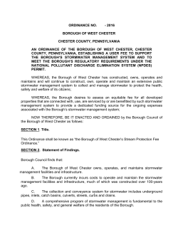 ORDINANCE NO. - 2016 BOROUGH OF WEST CHESTER