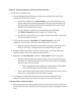 Chapter 29 - Wilsonian Progressivism at Home and