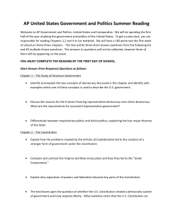 AP United States Government and Politics Summer Reading