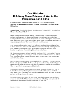 Oral Histories US Navy Nurse Prisoner of War in the