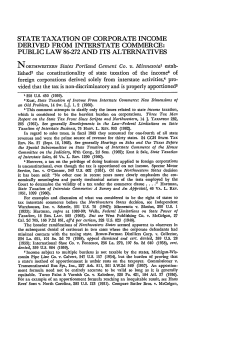 State Taxation of Corporate Income Derived From Interstate